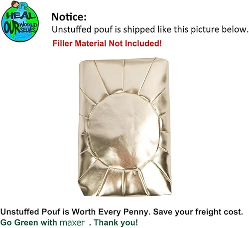 Miniatura 3 de maxer Funda de puf sin relleno de 2 tamaños, otomana, silla puf, taburete para pies, solución de almacenamiento o boda (vacío y nuevo) (dorado
