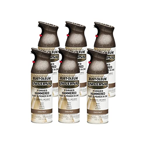 Image of Rust-Oleum 271479-6PK Universal All Surface Forged Hammered Spray Paint, 12 oz, Chestnut, 6 Pack