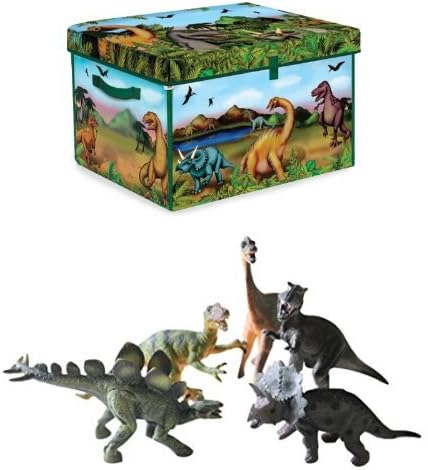 Neat-Oh! ZipBin Dinosaur Collector Storage Toy Box Playmat with Museum Quality Dinosaur Replica Figurines
