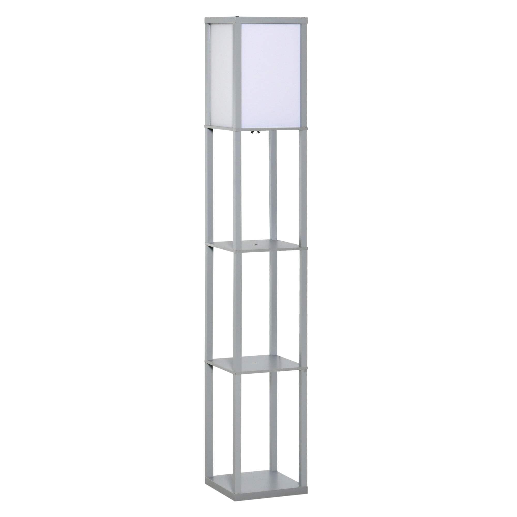 Homcom Floor Lamp Reading Lamp With 3-Tier Storage Shelf For Home Office Grey from B&Q
