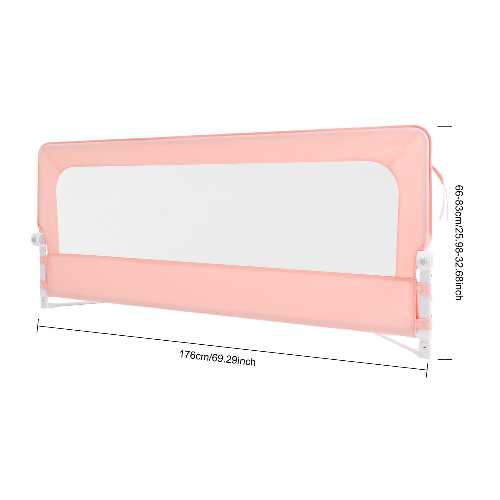 Griglia di protezione per letto pieghevole, per bambini, protezione dal letto, per bambini, 176 x 66 cm (rosa)