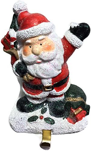 Glittery Cement Christmas Character Stocking Holders, 4" (Santa)
