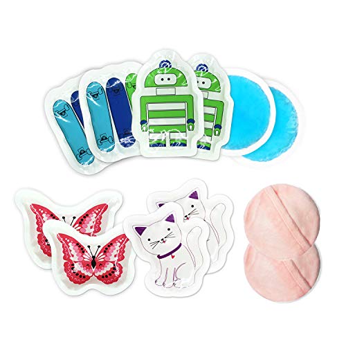 Cold Packs for Kids Reusable Ice Pack for Boo Boo Injuries, Childrens Cold Pack Toddler Ice Pack Pain Relief for Wisdom Teeth, Fever, Small Round Cold Gel Pack for Breastfeeding, Headaches - 10 Packs