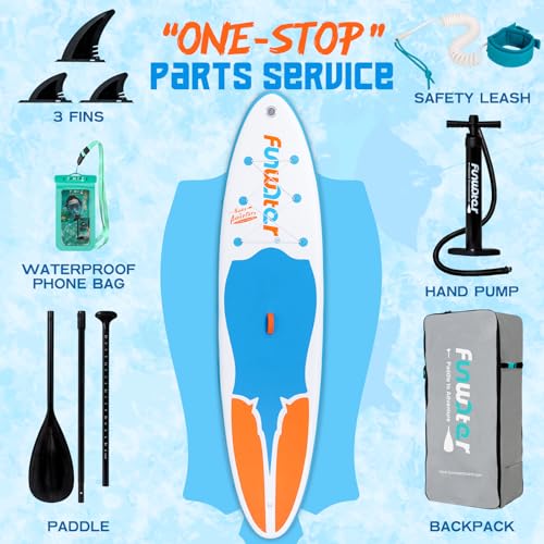 Miniatura 4 de Funwater Tabla De Paddle Inflable Con Mochila, Bomba, Bolsa De Teléfono A Prueba De Agua, Remo, Correa De Seguridad, 3 Aletas Adecuado Para Todos Los Niveles De Habilidad
