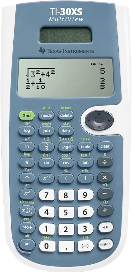 Texas Instruments Scientific Calculator TI-30XS MV, Desktop, TI-30XS_MV (TI-30XS MV, Desktop, Scientific, Battery/Solar, Blue)