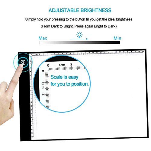 A4 Light Box Tracer with Scale | Ultra-Thin USB Powered Portable Dimmable Brightness LED Artcraft Tracing Light Pad | Light Box for Artists Drawing Sketching Animation 5D Diamond Painting