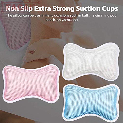 FACAI Almohada De Baño Almohada De SPA Cojín Antibacteriano 2 Ventosas Fuertes Home SPA Soporte Antideslizante para Bañera,Blue