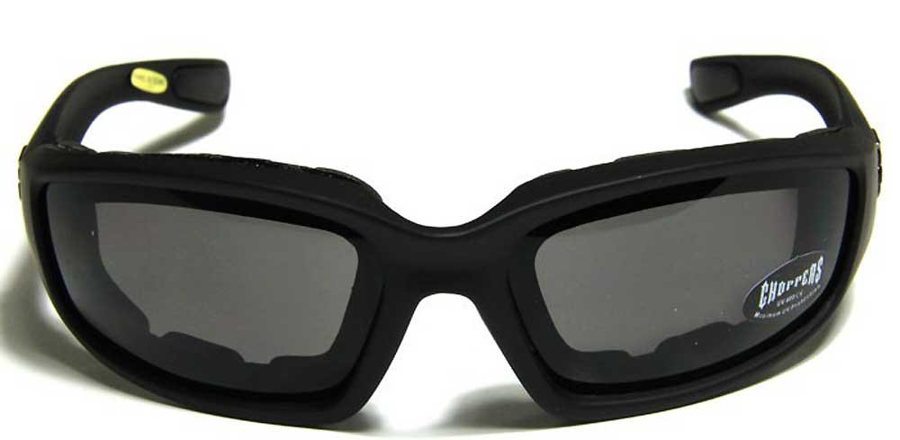 Choppers Biker rembourré moto Lunettes Lunettes - Plusieurs couleurs de lentilles disponibles! 100 taille unique Noir - Fumée objectif