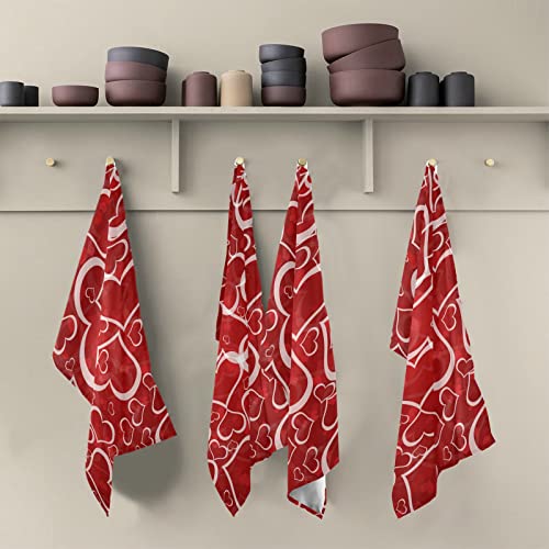 Happy Valentine's Day Red Love Heart Bath Hand Towel Red Pink Valentine's Mother¡¯S Day Kitchen Dish Towels Rags 18X28 In Absorbent Lint Free Cleaning Cloths Towel Set Bathroom Accessories Set Of 1 #TOP6
