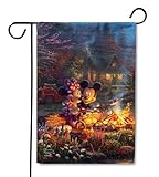 Flagology, Thomas Kinkade Disney Mickey Mouse & Minnie Mouse,Mickey and Minnie Sweetheart Campfire – Garden Flag 12