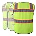 JKSafety Safety Vest for Men Women Hi Vis Relfective Vest with Pockets High Visibility Meet ANSI Standard Yellow Color with Extended Orange Strips (BX331-Yellow L)