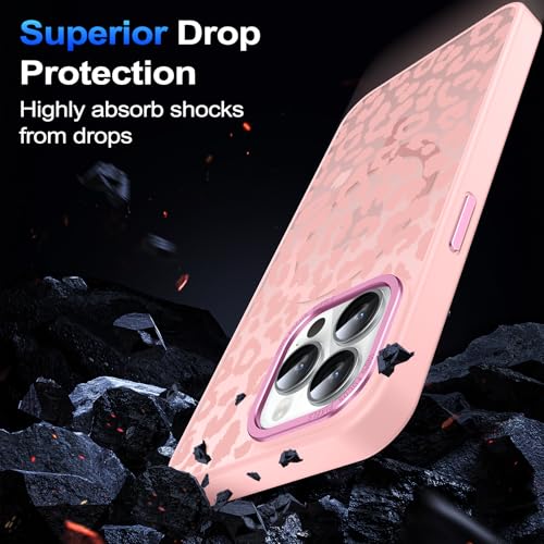 Coque iPhone 15 Pro Max compatible MagSafe avec dos rigide antichoc imprimé guépard