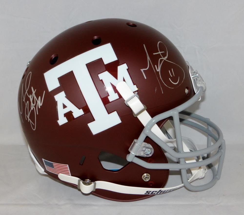 Michael Bennett Martellus Bennett Signed Texas A&M Aggies F/S Helmet- JSA W - Autographed College Helmets