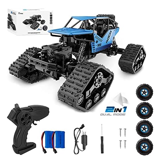 Yepofe 2 in 1 Remote Control Car 1:14 Scale 15mph High Speed 4WD Off Road RC Monster Trucks Snowmobile for Adults Boys, 2.4GHz All Terrain Electric Trucks Toy with 2 Rechargeable Batteries