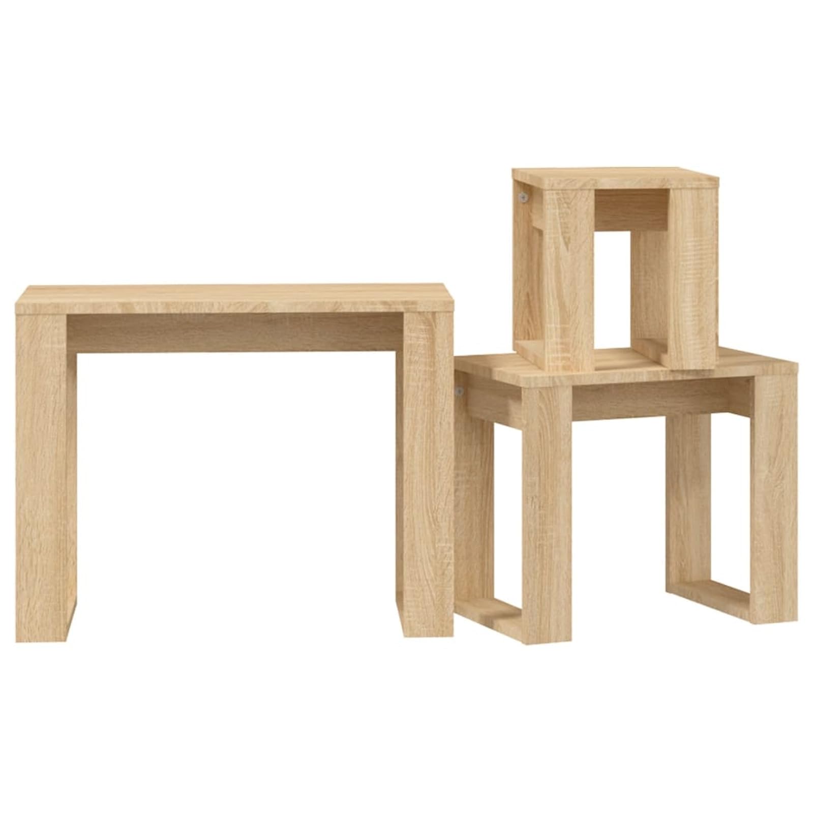 Brokky Mesas apilables 3 pzas Madera contrachapada Color Roble Sonoma Juego De 3 Mesas Auxiliares Anidadas