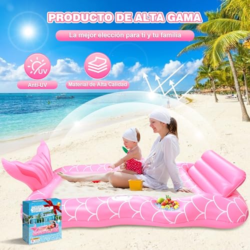 Miniatura 6 de Herefun Colchoneta Piscina Adulto, Flotador Inflable Piscina Grande, Colchoneta Piscina Hinchable, Flotadores Piscina Para Adultos, Cama Flotante Inflable Para Adultos Niños