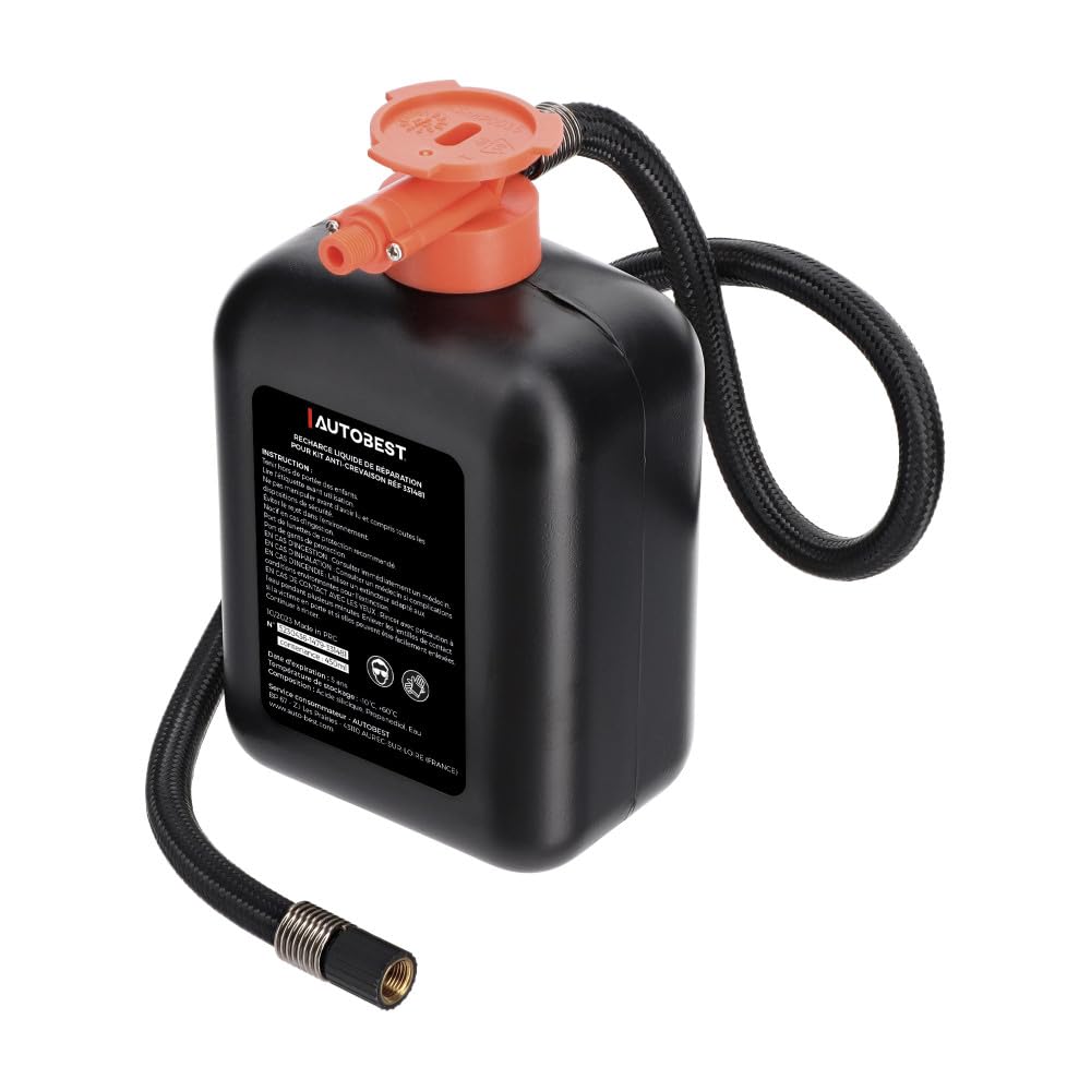 Autobest Recharge pour kit Anti crevaison - Recharge Liquide de réparation pour crevaison - 450ml