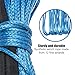 SWPHRT 1/4'' x 50 FT Car Synthetic Winch Rope Kit, 7700LBS Vehicle Winch Cable Line with Protective Sleeve, Heavy Duty Automotive Winching Line Kit, Universal for ATV UTV Truck Offroad (Blue)