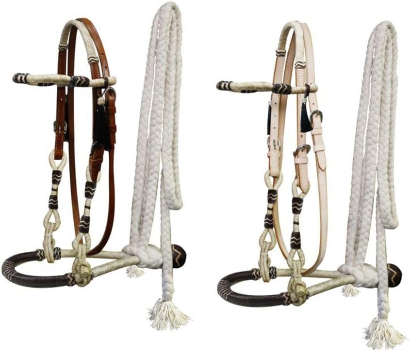 Showman Leather Headstall Rawhide Show Bosal w/Cotton Mecate Reins