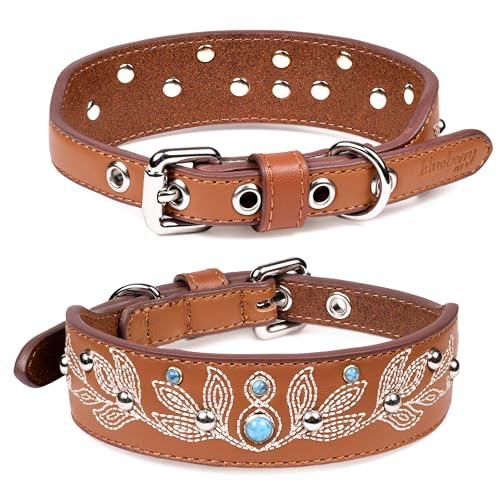 Blueberry Pet Canyon Brown Leather Collar