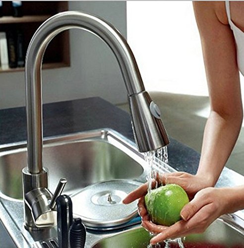 Robinet d'évier cuisine acier inoxydable Gowe mitigeur douchette pull down brossé - 2