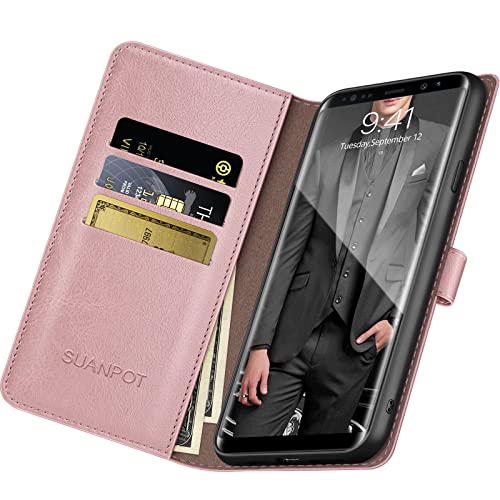 Suanpot For Samsung Galaxy Note 8 With Rfid Blocking Leather Wallet Case Credit Card Holder, Flip Folio Book Phone Case Cellphone Cover For Women Men Samsung Galaxy Note8 Case Wallet (Rose Gold) #TOP3