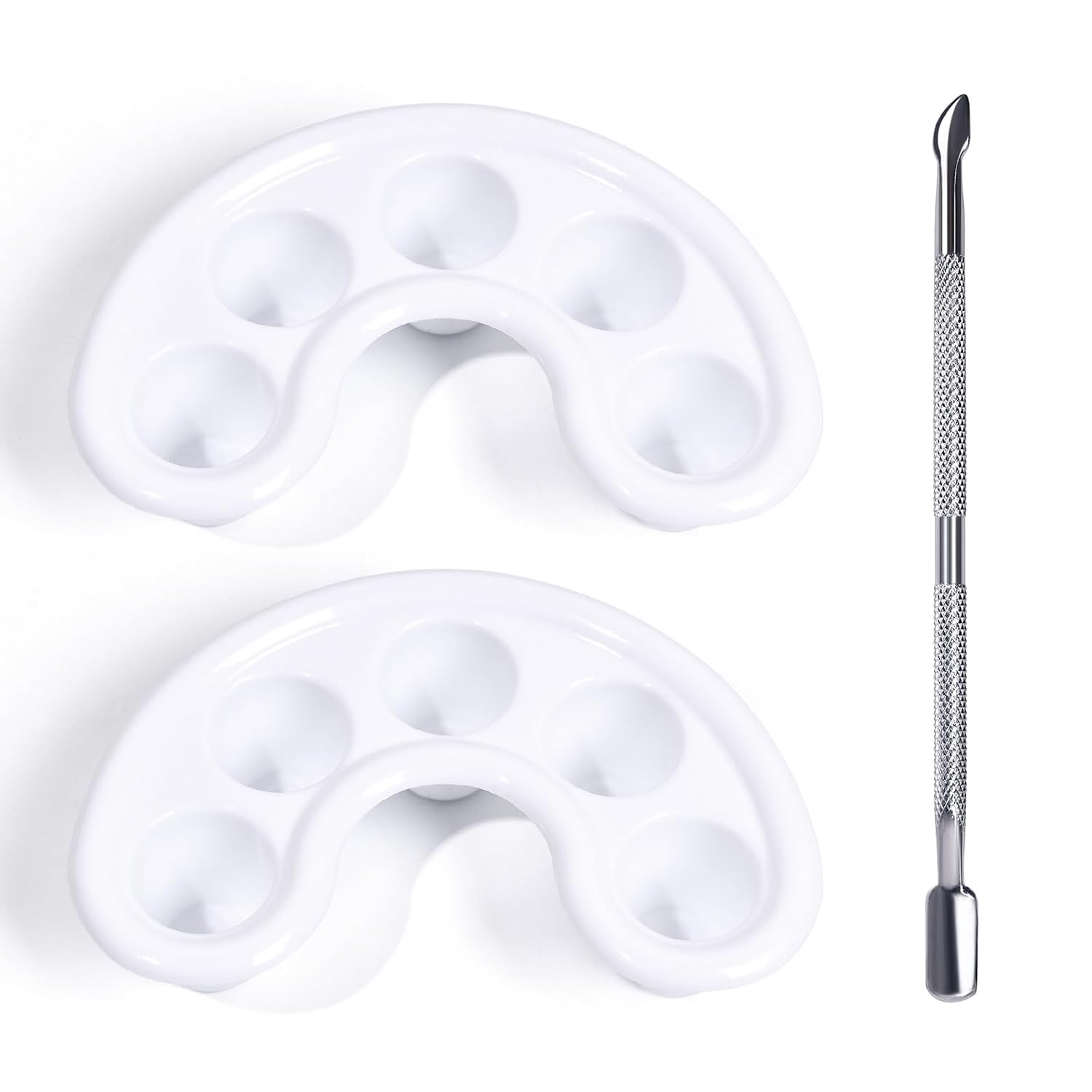 2Pcs Five-finger Nail Soaking Bowl 1Pcs Cuticle Pusher (Rose Red)