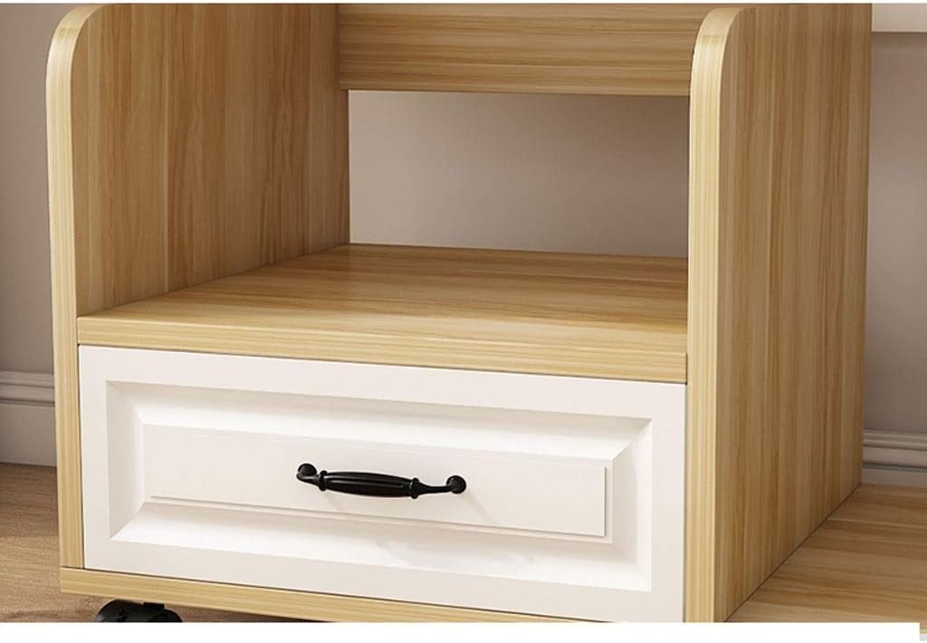 Book cartPrinter Table Floor-Standing Printer Stand, Mobile Fax Storage Rack, with 1 Drawer, Used for Office Living Room Scanner Stand Book Shelf（Beige） Printer Shelf One Color One Color