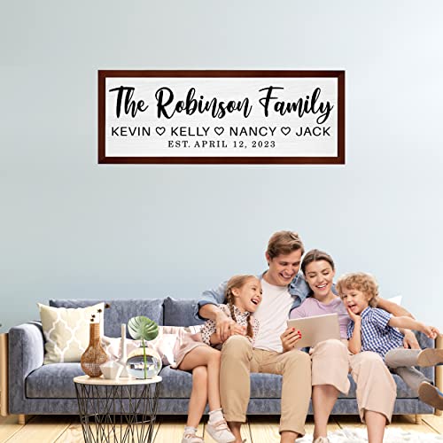 Personalized Wooden Family Name Sign With Kids Names, Custom Framed Family Name Wood Sign, Last Name Signs For Home, Family Established Sign, Personalized Wall Decor, Personalized Signs For Home #TOP2