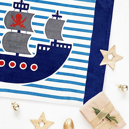 BANGSAUR Children's Hooded Bath Beach Towel, 100% Cotton 50"x30" Wrap, Kids Toddlers Girls Boys 3-12 Years Coverup(Pirate Ship N) - Image 4