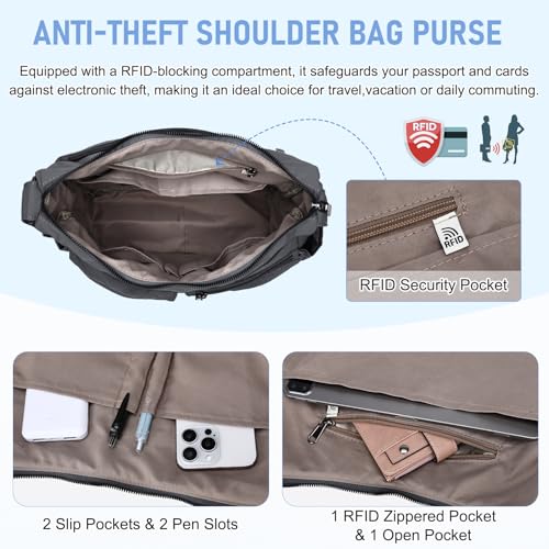 VASCHY Lightweight Crossbody Messenger Bag for Women, Trendy Nylon Anti-theft Shoulder Bag Purse for Travel/Work/Diaper4