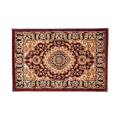 Rug Decor Traditional Oriental Medallion Design Area Rug, 2' by 3', Burgundy