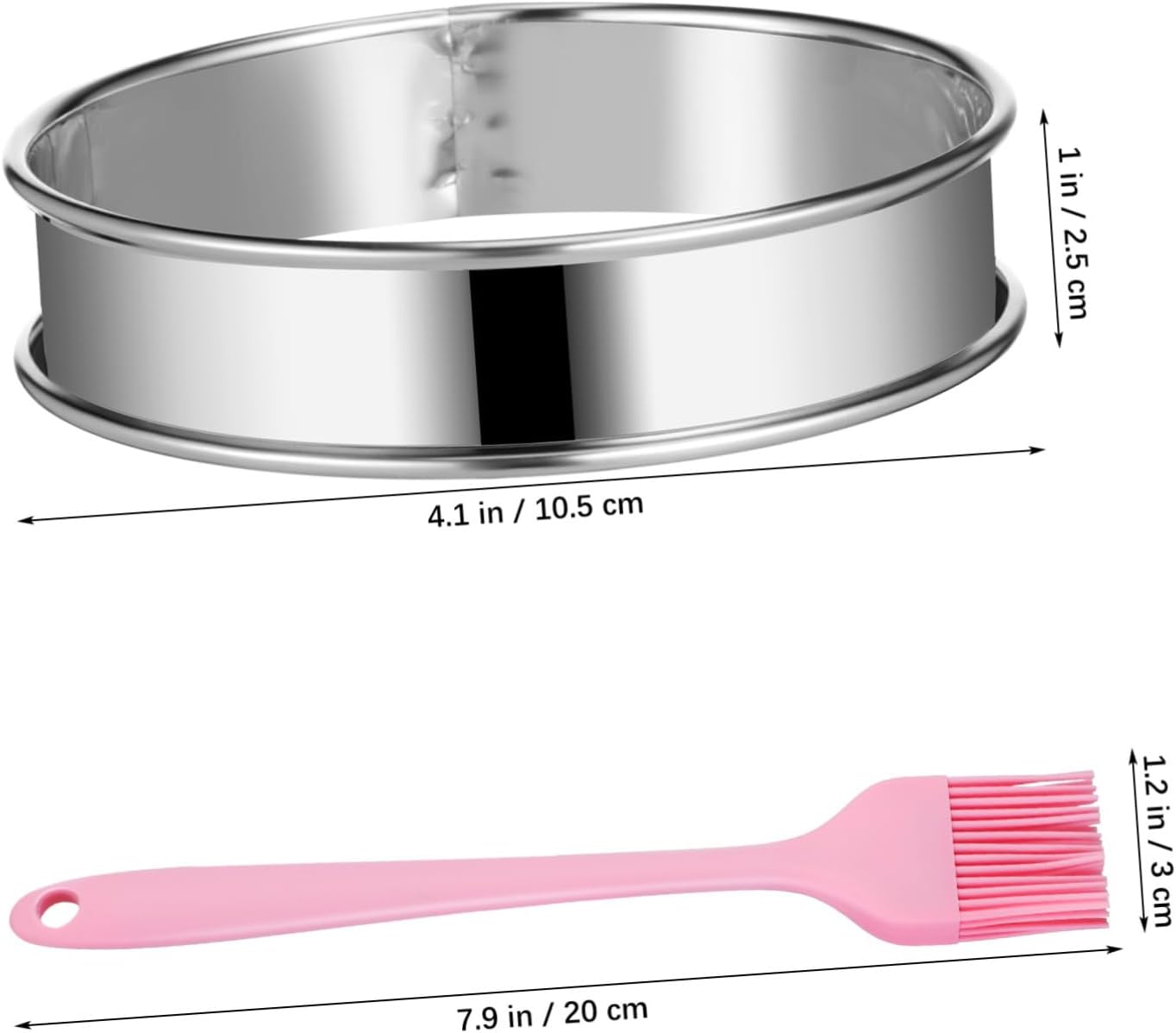 ABOOFAN Cookie Baking Rings Muffin Molds Biscuit Cake Mold Steel Cake Burger Ring Basting Brush for