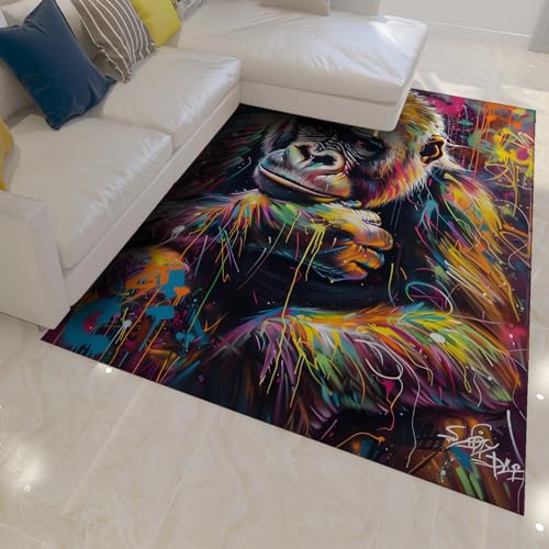 Tapis de couloir grand format pour sol glissant avec motif gorille moderne