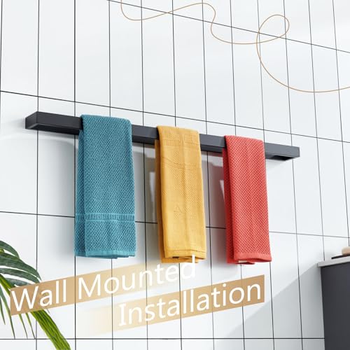 Image of KOKOSIRI Towel Bar Matte Black Bath Towel Holder 32-Inch Kitchen Rack Stainless Steel for Bathroom Hardware Wall Mounted, 1 Pack B4008BK-L32