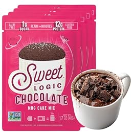 Sweet Logic Keto Dessert Mug Cake Mixes - Triple Chocolate Fudge - Low Sugar - Gluten-Free - Low Carb - Diabetic-Friendly Sweets - Natural Ingredients - High Protein - Delicious Keto Treats (4 Pack)