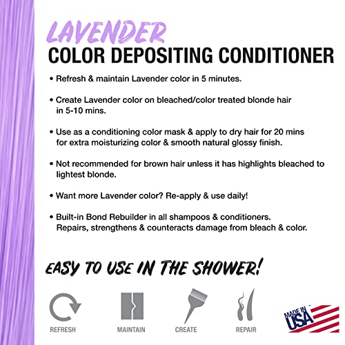 No Fade Fresh Shampoo + Conditioner + Bondheal Bundle- Color Depositing Hair Color With Bond Rebuilder - Vegan, Cruelty Free (Lavender) #TOP6