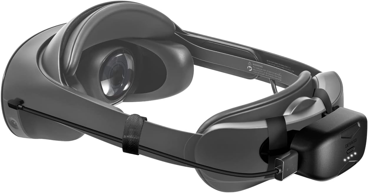 DEVASO Battery Pack for Meta Quest 3 / Quest Pro, 6000mAh Portable Mini Battery Pack Replacement for Extra 3 Hours Playtime, Lightweight Design and Counter Balance with Improved Comfort