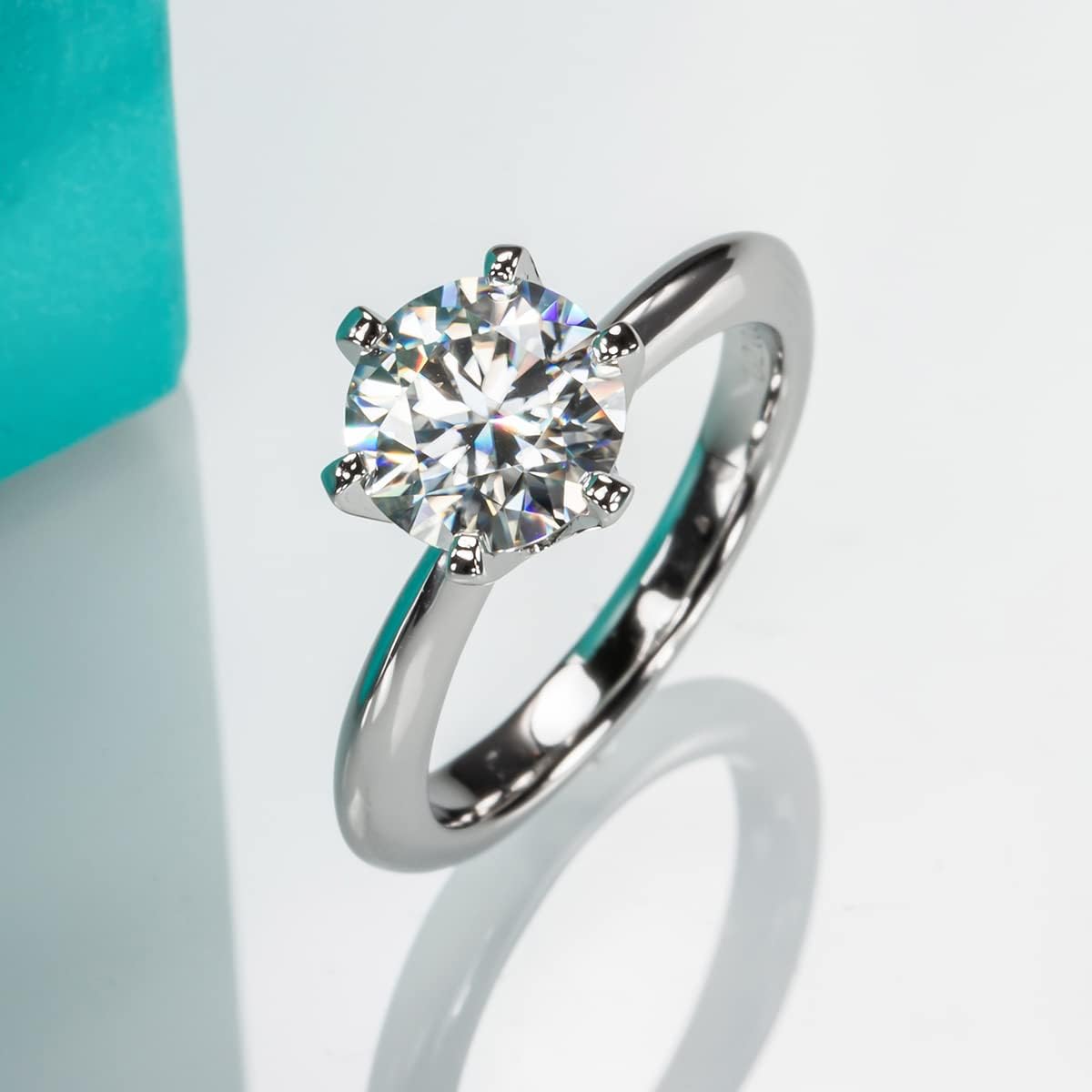 AnuClub 1/2/3/5CT Six Prong Solitaire Moissanite Ring, 925 Sterling Silver Ring, Gift for Wedding, Engagement And Anniversary With Certificate
