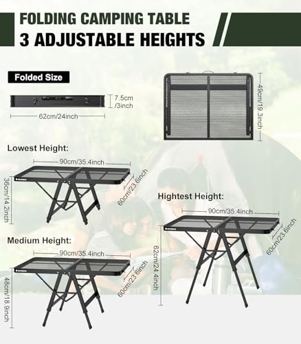 image for Raynesys Foldable Grill Table with Mesh Desktop, 200lbs 3Ft Portable F