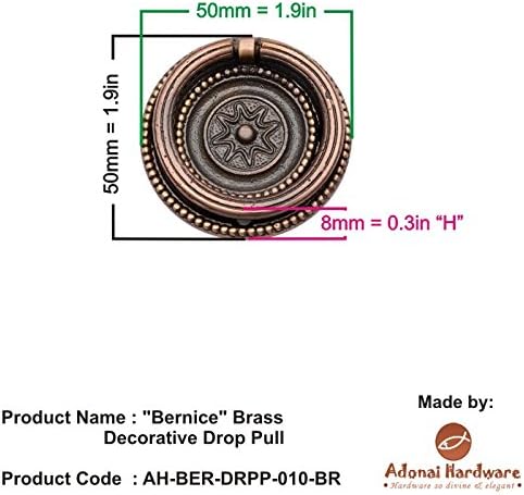 Adonai Hardware Bernice Decorative Drop Pull (Supplied as 4 Pieces per Pack) (Antique Copper)