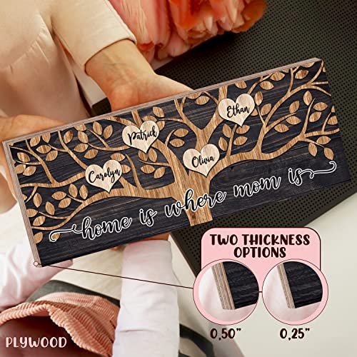 Personalized Mother's Day Family Tree Wood Sign W/Names - 3 Designs - 7X18 Customized Wood Sign Decor Gifts For Mom (Design #2) #TOP6