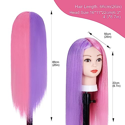 Mannequin Head with 70% Real Hair, TopDirect 26" Hair Mannequin with Hair Manikin Head Practice Cosmetology Hair Doll Head Side Part Styling Hairdressing Training Braiding with Clamp Holder & Tools