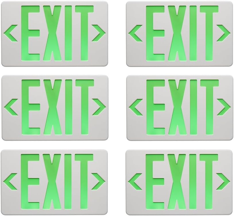 Ciata Paquete de 6 letreros LED de salida de emergencia con batería de respaldo, luces de salida de incendios de emergencia, letrero de salida