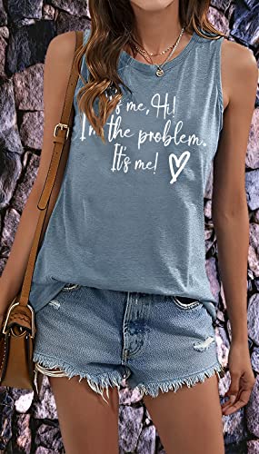Country Music Tank Tops For Women Cute Love Heart Graphic Print Funny Saying T Shirt Summer Classic Sleeveless Scoop Neck Athletic Cotton Tank Tops(Blue M) #TOP1