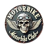 Plaque ronde rétro en métal pour club de moto, décoration murale vintage pour maison, bar, café, poster en métal 20,3 x 20,3 cm