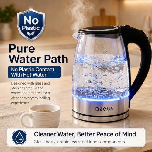 Azeus 1.8L Electric Kettle CX-817 - Fast Boil, Auto Shut-Off, Boil-Dry Protection, 360° Swivel Base - Stainless Steel Water Boiler for Tea, Coffee, and Hot Water by AZEUS - Used condition - Image 2