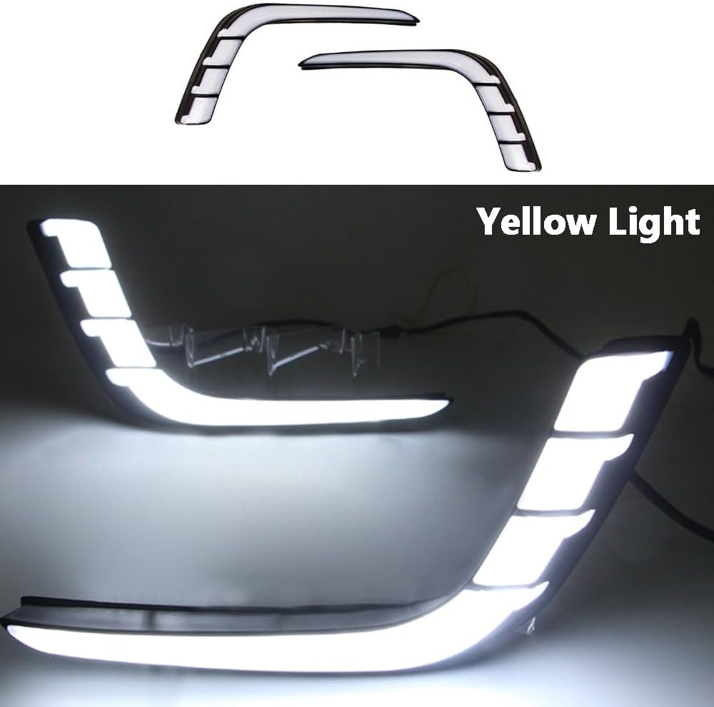 Dual Color White DRL Daytime Running Light/Amber Turn Signal, Front Bumper Fog Lamps DRL Driving Signal Lights, 2014-2016 Compatible with Suzuki Swift