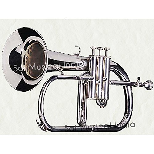 Queen Brass Silver Color Chrome Flugelhorn Bb Pitch Includes Case & Mouthpiece Fluglehor Horn Mi 027 #TOP14
