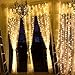 DLPIN 304 UL Safe 300 LED 9.8FT Linkable Curtain Icicle Fairy String Lights with 8 Modes for Christmas Wedding Party Family Patio Lawn Decoration, Warm White